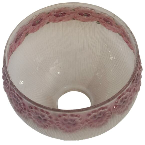 Round Ribbed Antique Floral Painted Embossed Frosted Glass 6.25" Shade - Picture 3 of 4